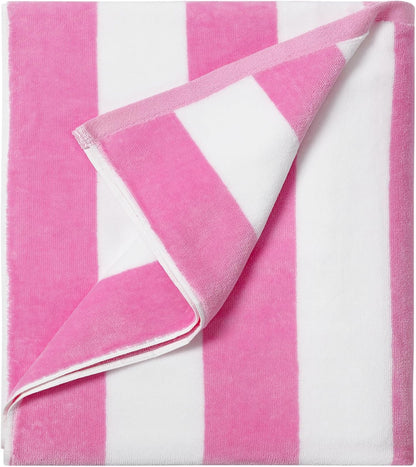 LULUHOME Large Oversized Beach Towel - Big Cotton 36 x 70 Inch Striped Pool Towel, Large Cabana Soft Swimming Towel for Adult Men Women,Pink