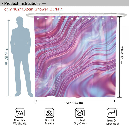Waves Shower Curtain, Modern Abstract Swirls Gradient None Peach Washable with Hooks Design Print Bath Curtains for Bathroom Toile Guest Room Decor 72x72 Inch