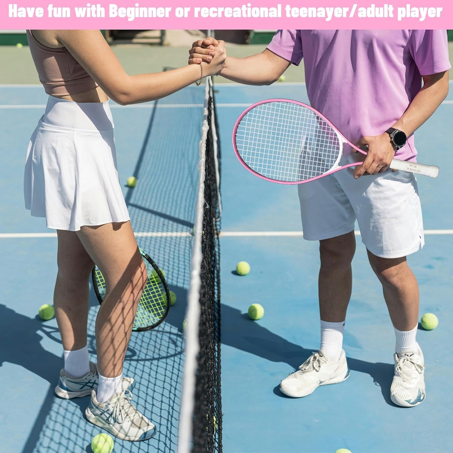 Tennis Rackets for Adult, 2 Players Adult Recreational Tennis Rackets Set for Beginners and Professional with 4 Tennis Balls, 3 Overgrips, 1 Tennis Bag
