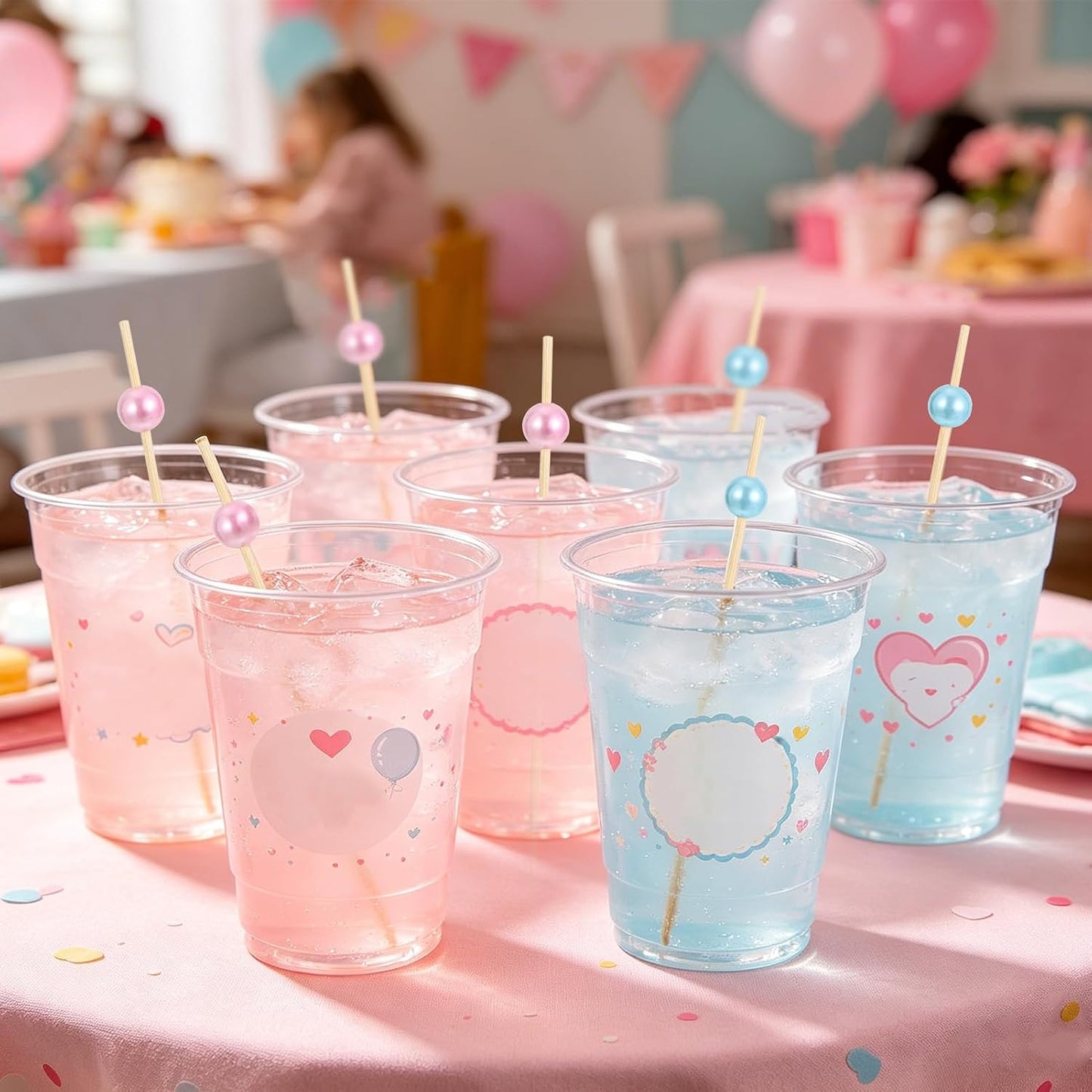 200Pcs Gender Reveal Cocktail Picks,4.7 inches Pink Blue Pearl Toothpicks for Appetizers Baby Shower Party Decorations