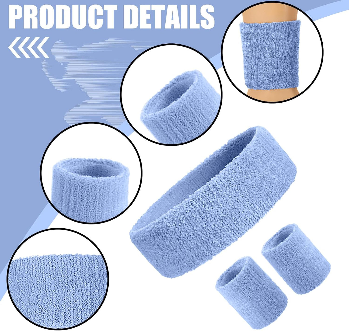 Hillban Sweatband and Stripe Sock Set Neno Wrist Sweat Band Sport Headband Wristband for Men Women 80s Party Accessories