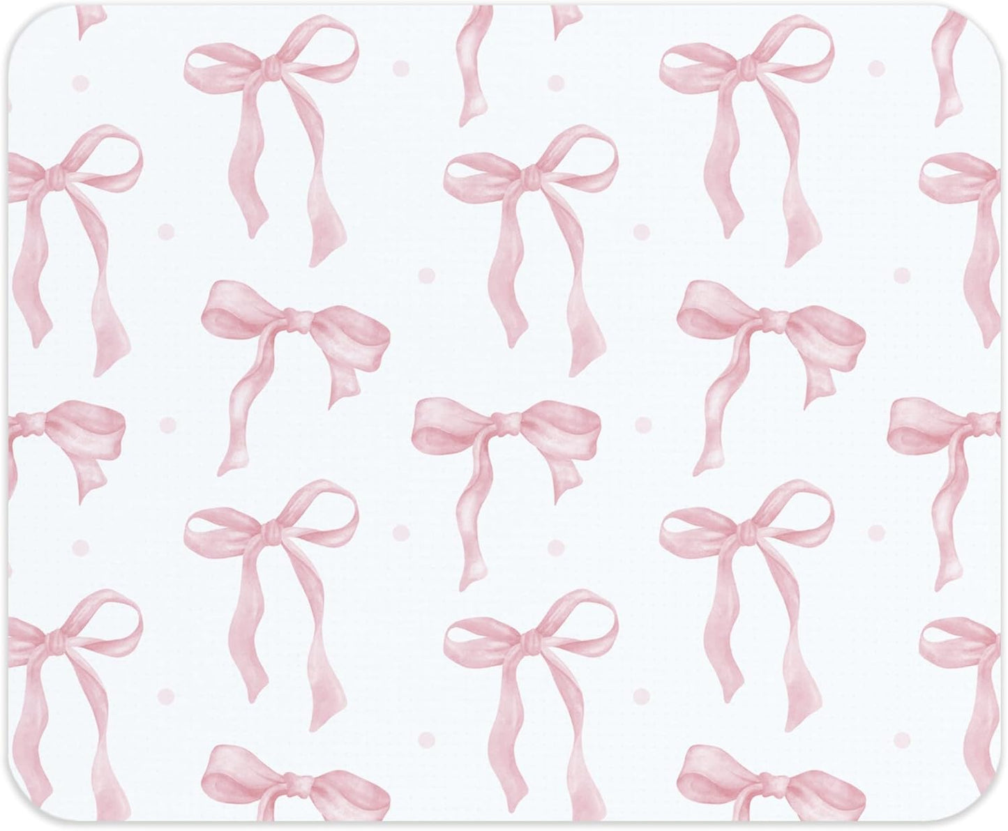 Coquette Pink Bow Mouse Pad, Preppy Girly Blue Mousepad for Work Office, Trendy Decor for Desk, 9.5x8 Inch