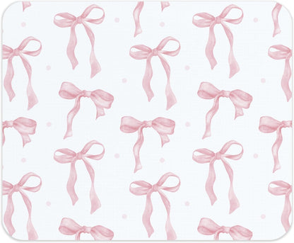Coquette Pink Bow Mouse Pad, Preppy Girly Blue Mousepad for Work Office, Trendy Decor for Desk, 9.5x8 Inch