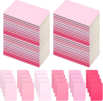 Outus 36 Pcs Pocket Notebook Mini Journal 2.5" x 4" Kraft Paper Mini Notepad Bulk Softcover Pocket Notepad Memo Diary Subject Notebooks for Student Travel School (Pink,Blank Cover)
