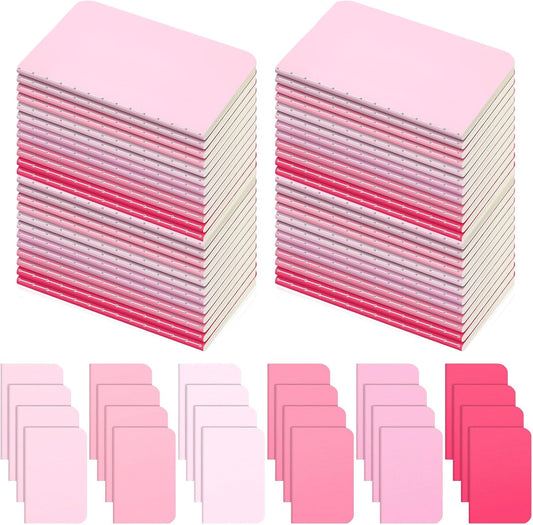 Outus 36 Pcs Pocket Notebook Mini Journal 2.5" x 4" Kraft Paper Mini Notepad Bulk Softcover Pocket Notepad Memo Diary Subject Notebooks for Student Travel School (Pink,Blank Cover)