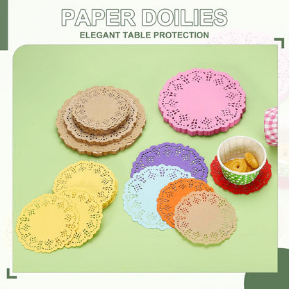 Paper Doilies, Paper Lace Doilies Disposable Round Modern Decorative Placemats Bulk, 5.5 Inch Fit for Cakes Desserts Crafts Baked Grilled Fried Food Tableware (50 Pack, Pink)