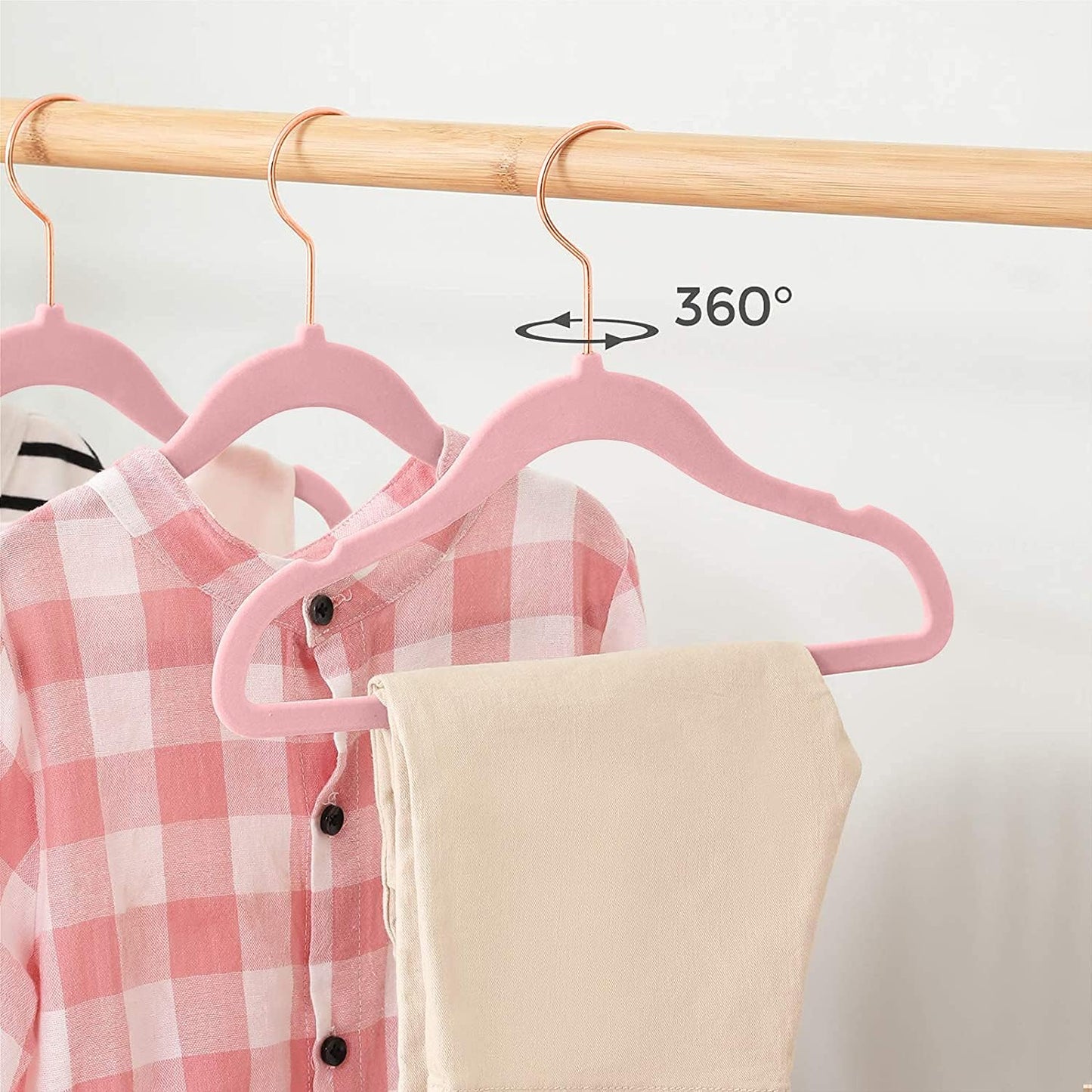 50 Pack Velvet Baby Hangers Non-Slip Clothes Hangers with Swivel Hooks, Space Saving Infant Toddler Closet Organizers, Ultra Thin Durable Child Hangers for Nursery, Kids, Children Wardrobe (11.8inch)