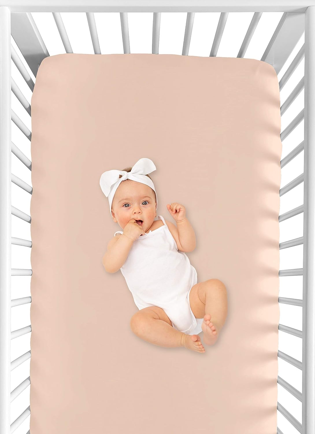 Sweet Jojo Designs Peach Baby or Toddler Fitted Crib Sheet for Watercolor Floral Collection
