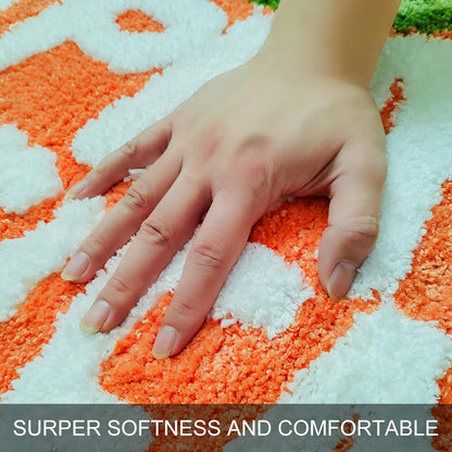 Peach Clean Bath Mat, Decor Door Mat Bathroom Area Rug Peachy, Soft & Absorbent Plush Coral Fabric, Also for Bedroom, Toilet Non-Slip and Washable