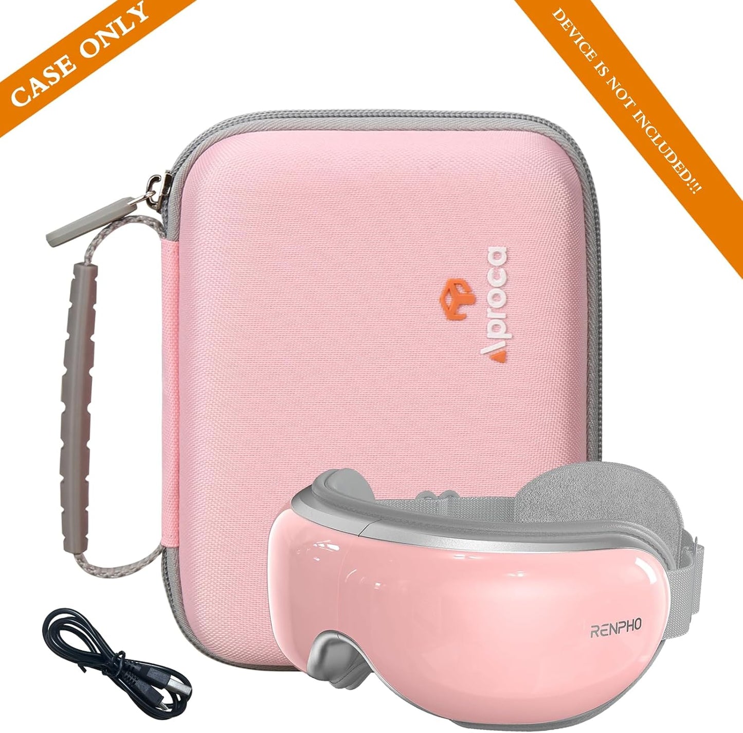 Aproca Case Compatible with RENPHO Eyeris 3 2 1 Eye Massager Heated Eye Mask, Portable Storage Protective Bag for Accessories -Pink (Case Only)