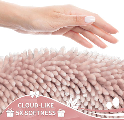 Yimobra Toilet Rugs U Shaped Washable, Extra Thick Soft Absorbent Chenille Contour Bathroom Rugs for Toilet 24x20 Inch, Quick Dry Non Slip Toilet Mat for Bath Floor, Pink