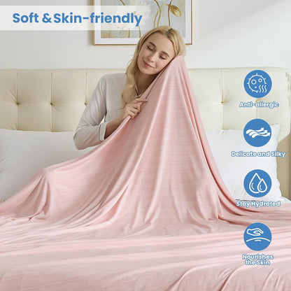 OIGAE Cooling Blanket for Hot Sleepers - Soft & Lightweight Summer Cold Blanket for Night Sweats | Perfect for Bed, Couch, Sofa (Pink, 50" x 70")