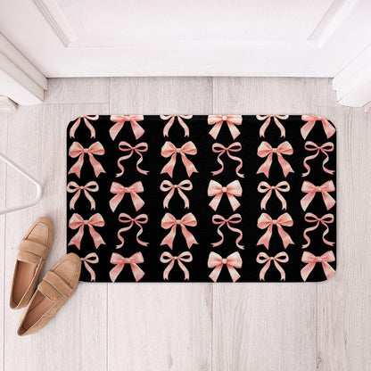 Feelyou Bow Bathroom Rugs Cute Kawaii Peach Pink Bowknot Bath Mats Dreamy Princess Bow-tie Style Bathroom Accessories Floor Doormats 20"x32" Soft Microfiber