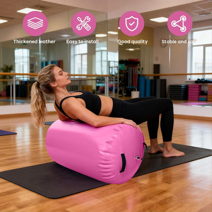 Luocute Inflatable Gymnastics Roller, PVC Back Handspring Trainer Tumbling Equipment with Manual Pump, for Indoor Outdoor Cheerleading Training 0.6x0.8m