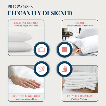 XOOX Linen Cotton Queen Size Pillowcase Set of 2 - Luxury 500 Thread Count Egyptian Cotton Pillowcases Standard Size (Blush), Soft, Cooling & Breathable, Sateen Weave Hotel Quality Pillowcover
