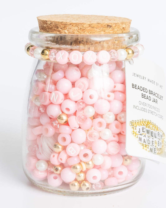 JEWELRY MADE BY ME XOXO Gold and Pink Letter DIY Bead Jar