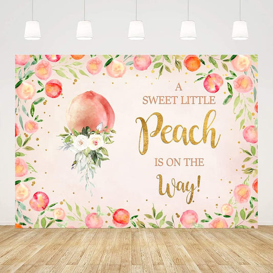 Ticuenicoa A Sweet Little Peach is On The Way Backdrop for Baby Shower Pink Peach Photography Background for Babyshower It's A Girl Backdrops Oh Baby Banner for Girl Birthday Photo Booth Props 5x3ft