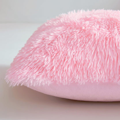 Fluffy Throw Pillow Covers Pink 18"x18" Faux Fur Furry Cushion Covers Shaggy Plush Fuzzy Pillow Cases Decorative Pillow Shams with Zipper Set of 2 for Sofa Living Room Bedroom Interior