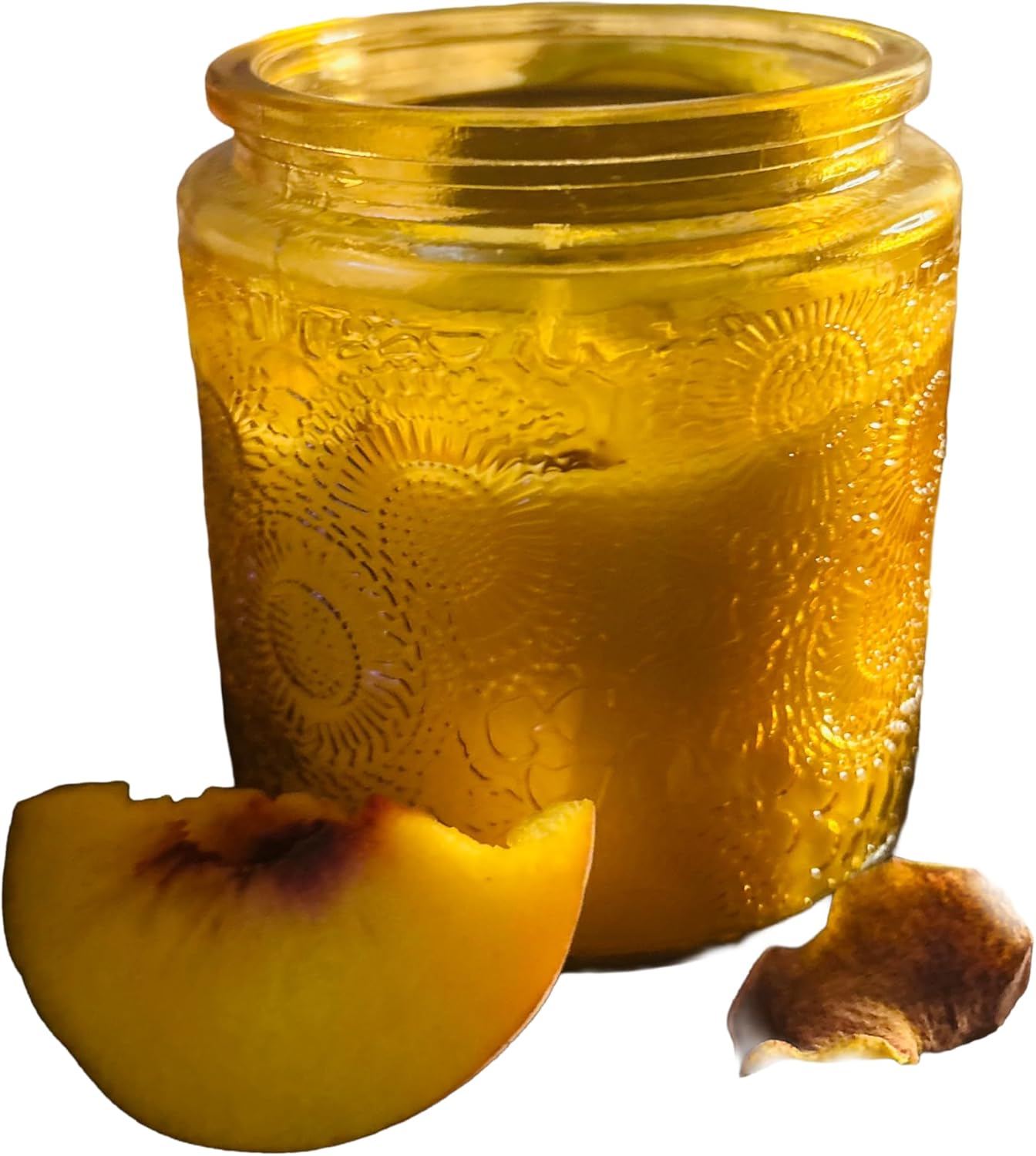 Peach Sorbet Scented Soy Dried Fruit Candle, Hand Poured, Glass Jar Candle with Airtight Lid
