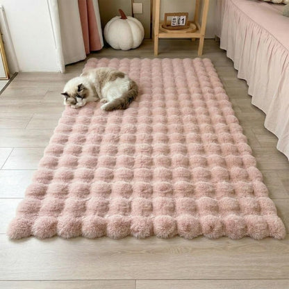 Faux Rabbit Fur Rug, 3D Bubble Fluffy Soft Runner, Rectangle Fuzzy Carpet for Living Room, Bedroom, Machine Washable Shaggy Rug,Soft rRug for Window Sill (Dusty Pink 39.3"×78.7")