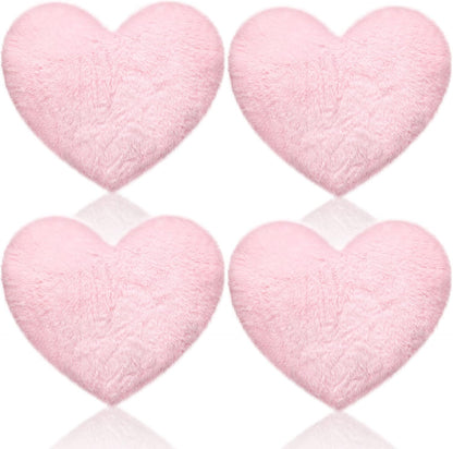 Remerry 4 Pcs Heart Pillows Valentines Pillows Decorative Throw Pillow Fluffy Throw Cushion for Bedroom Bed Sofa Kid Girls Sleepover Part(Pink)