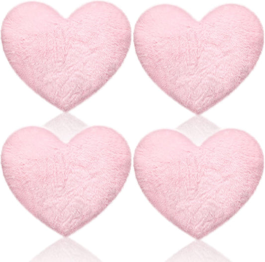 Remerry 4 Pcs Heart Pillows Valentines Pillows Decorative Throw Pillow Fluffy Throw Cushion for Bedroom Bed Sofa Kid Girls Sleepover Part(Pink)