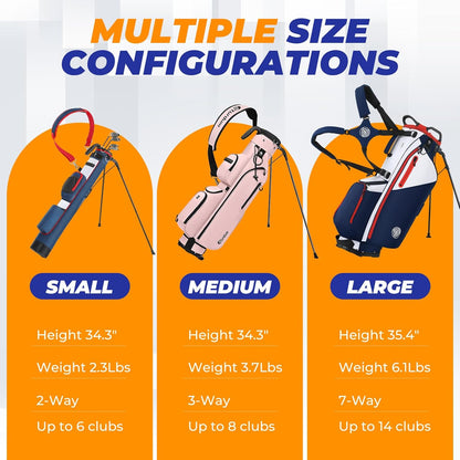 Golf Stand Bag, Lightweight Par 3 Golf Bag with 3 Way Dividers 900D Weatherproof Oxford, 3.7lbs Compact Yet Spacious Pitch N Putt for Driving Range, Cooler Pockets