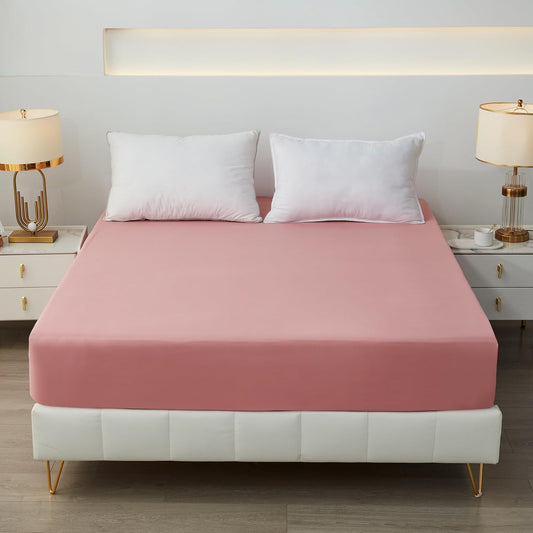 Bedding Full Fitted Sheet,Deep Pocket,Soft Microfiber,Shrinkage and Fade Resistant,Easy Care,1 Fitted Sheet Only,Blush