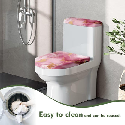Pink Toilet Seat Cover Dust Proof Novelty Marble Toilet Tank Cover Marble Print Decor