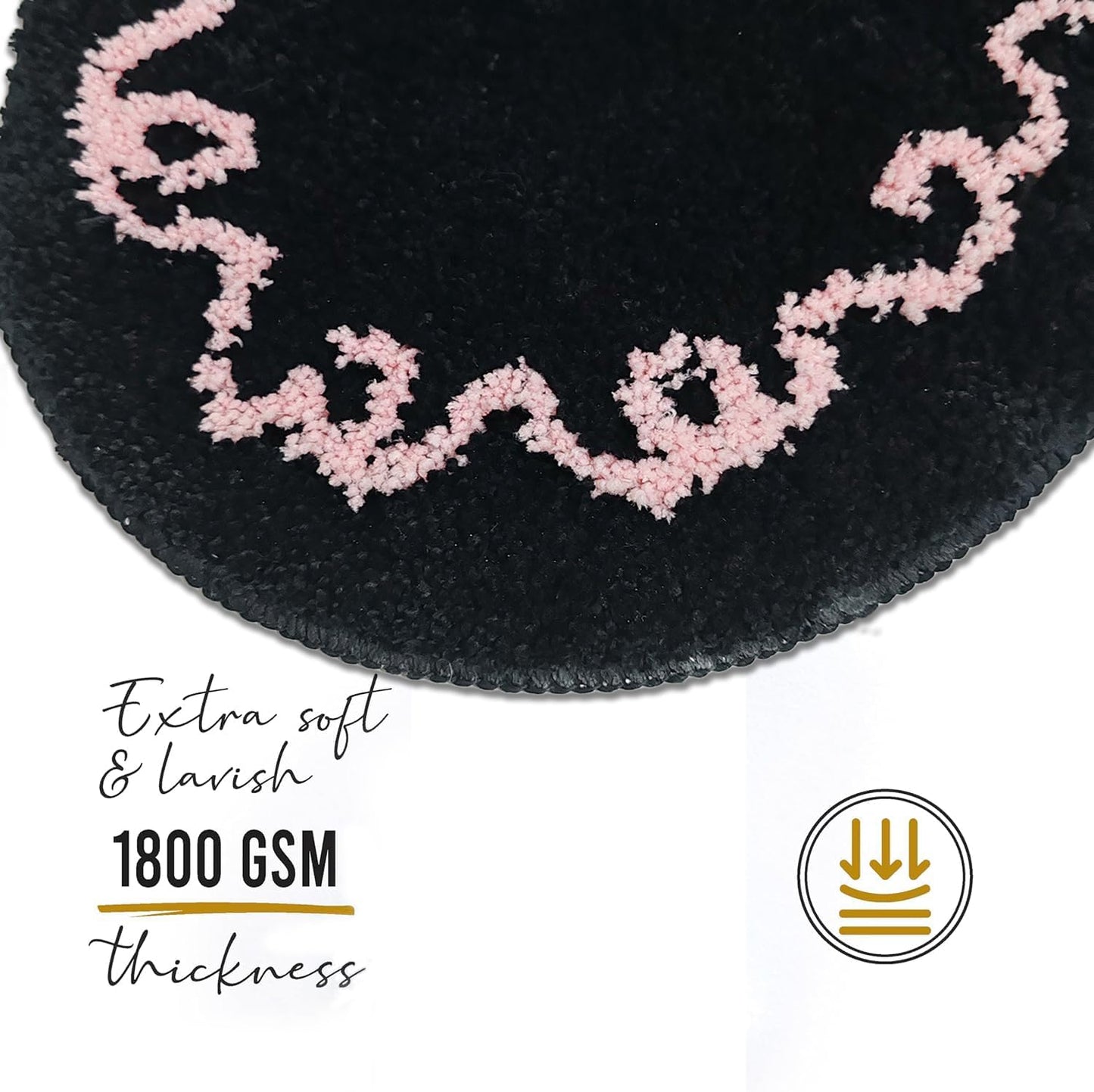 Black Pink Bow Bathroom Mat Coquette Non Slip Heart Shaped Bow Rug Cute Girly Carpet Room Decor Microfiber Absorbent Bath Rug for Bathroom Bathtub Shower Bedroom