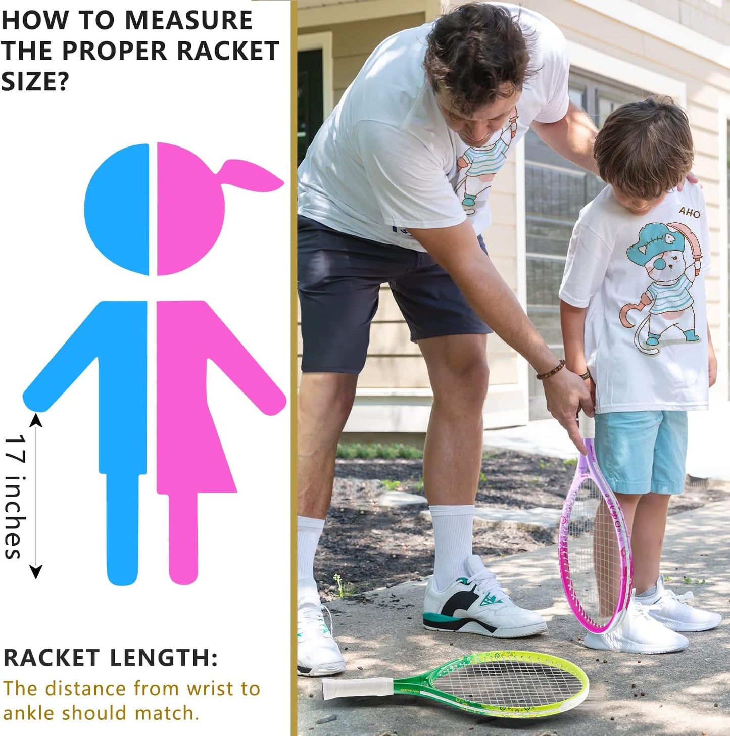 bo'weiqi 17"-25" Kids Tennis Racket for Aged 2-12 Lightweight Youth Tennis Racquet for Girls and Boys Outdoor/Indoor Sports with 1 Non-Slip Grip and 1 Shoulder Strap Bag Easy Carry