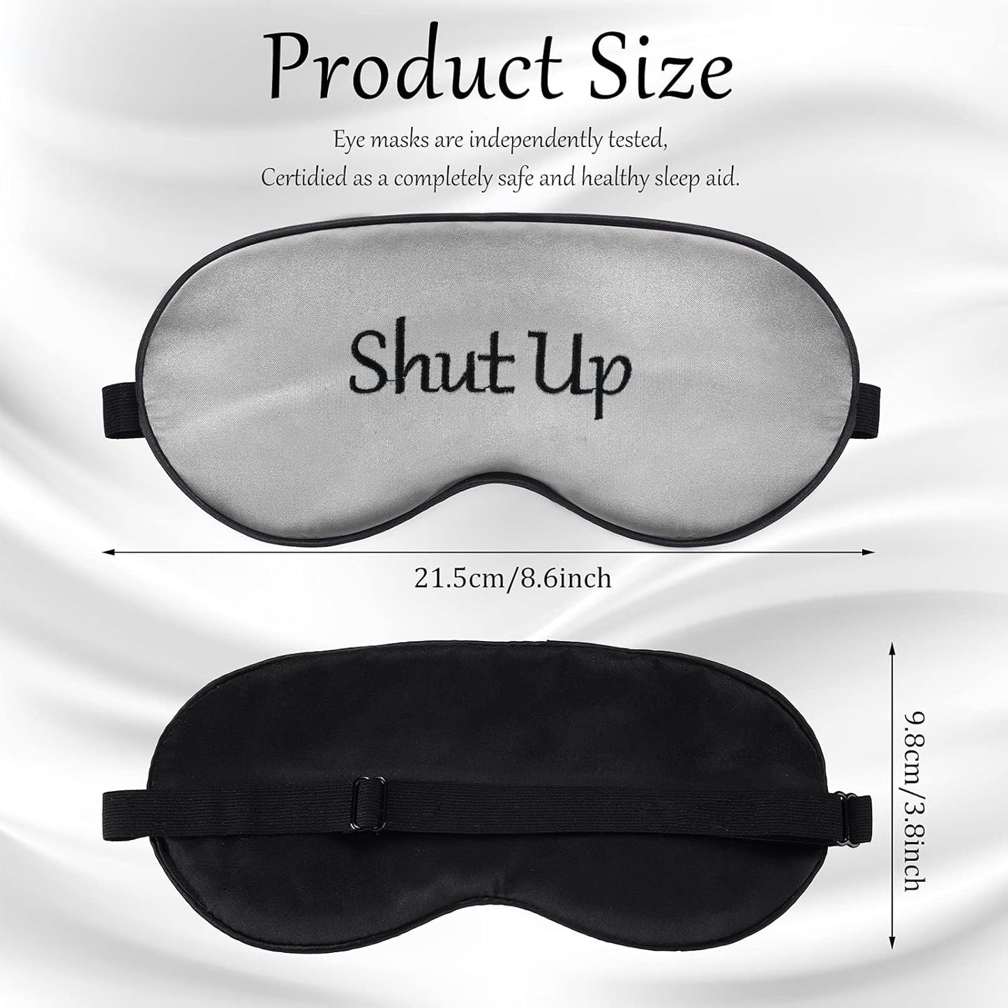 Geyoga 4 Pieces Funny Sleep Mask Silk Eye Mask Soft Blackout Blindfold with Adjustable Strap Sleeping Eye Cover for Women Men Night Travel, Nap, Meditation (Champagne, Grey, Purple, Black)