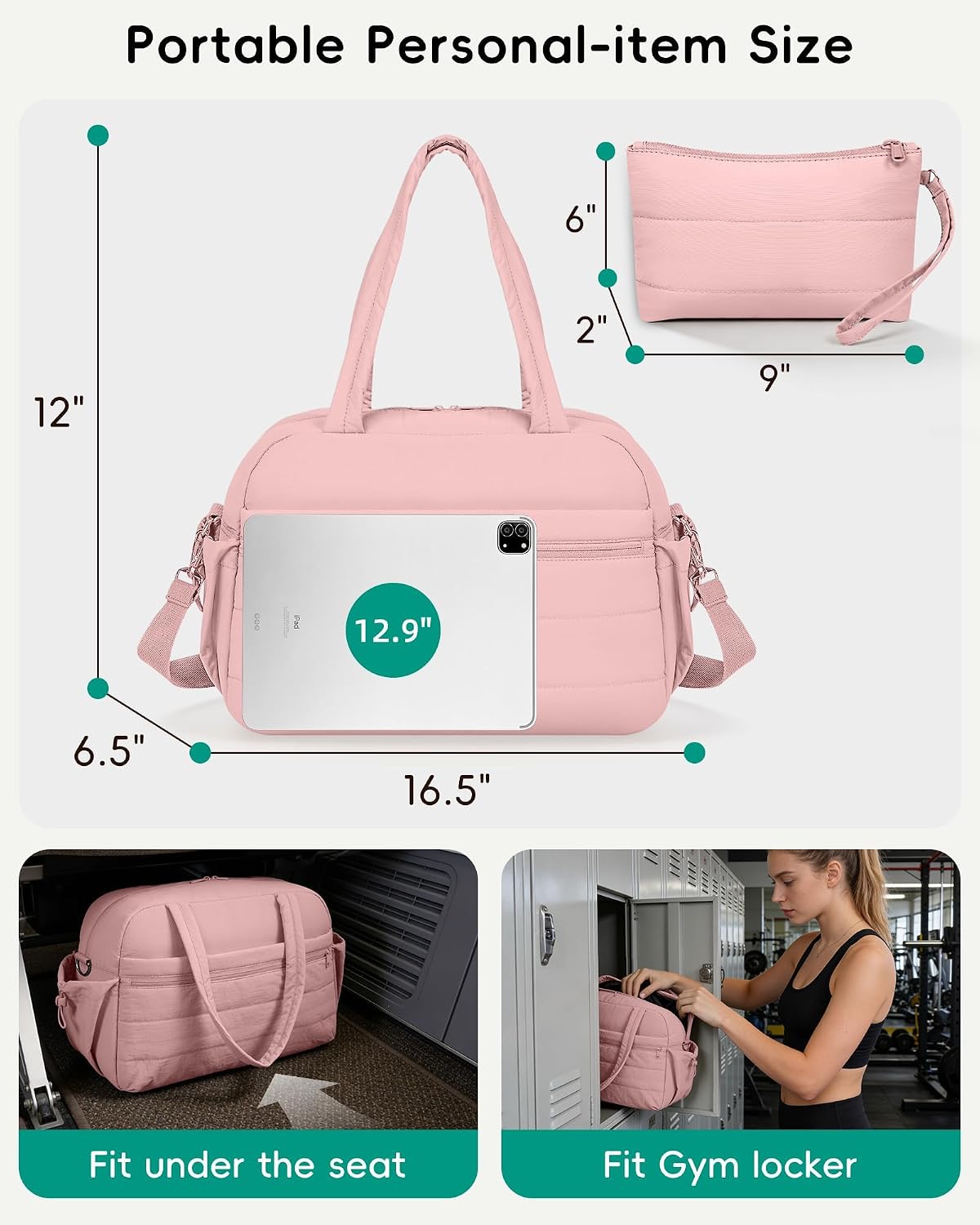 Urbanstand Gym Bag for Women, Lightweight Duffle Bag for Travel with Wet Pocket, TSA Friendly Carry On Duffel Bag for Weekender, Sports, Work, Yoga, Fitness - Pink