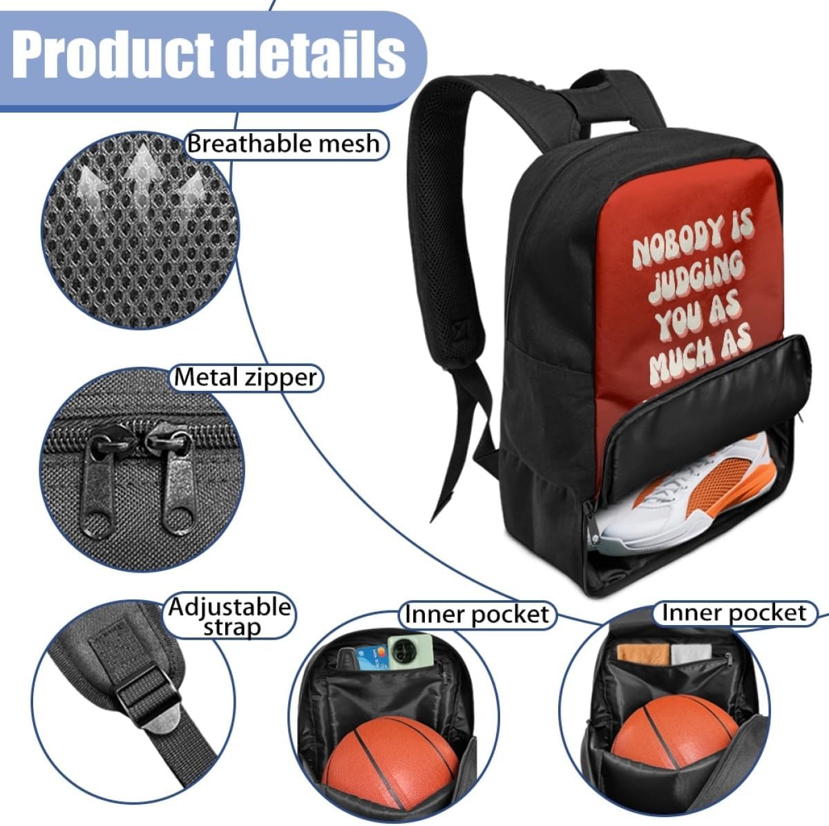 Personalized Sports Backpack for Basketball Soccer Volleyball Football, Custom Ball Backpacks with Separate Shoe Compartment, Customized Name Number Logo Training Gym Bag, LightPink
