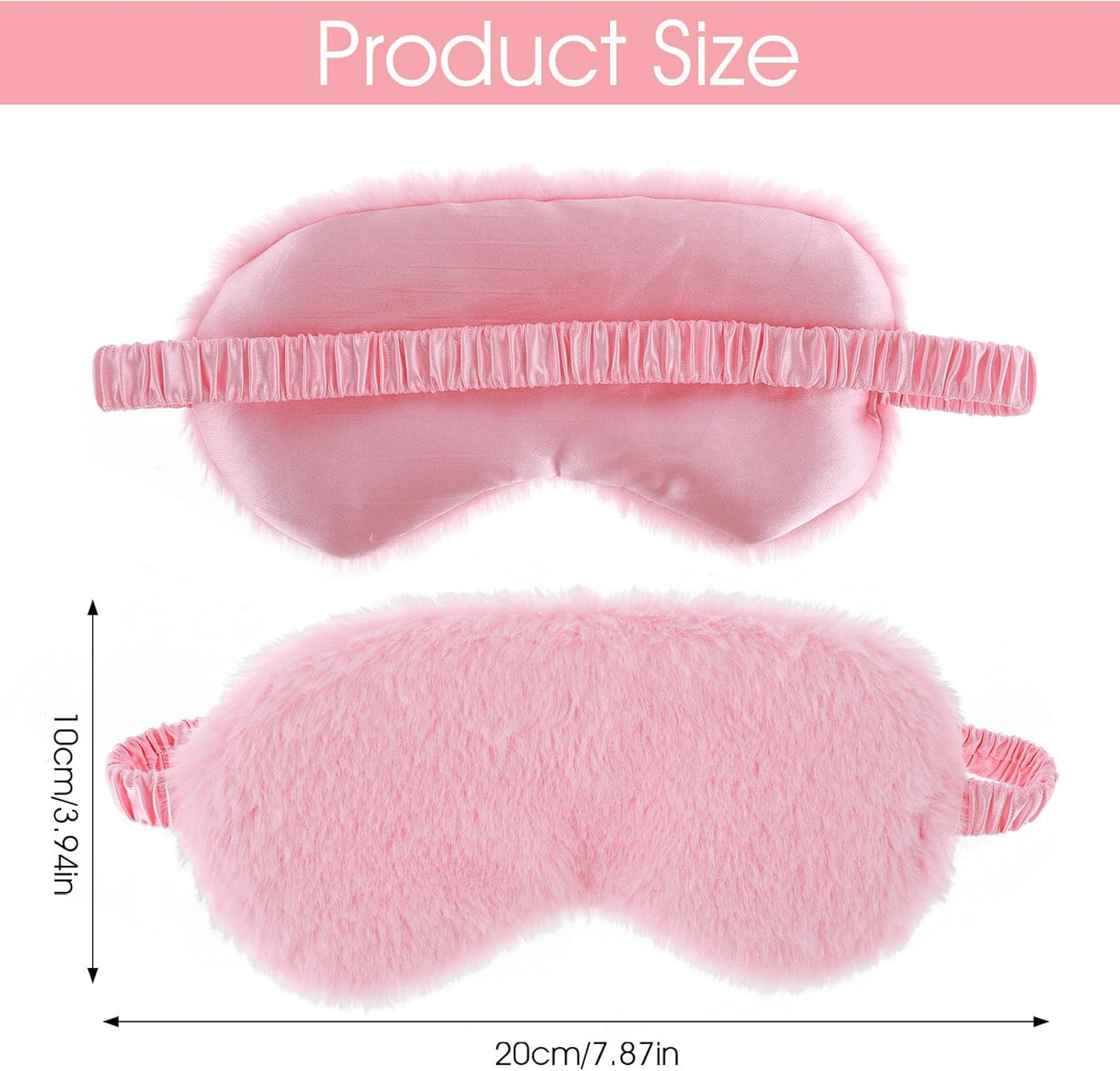 Sibba Plush Eye Mask, 2Pcs Furry Sleep Masks Silk Blindfold, Antifaz para Dormir Comfortable Fluffy Sleeping Eye Cover for Women Men Sleepover Nap Travel Party Supply, Pink White