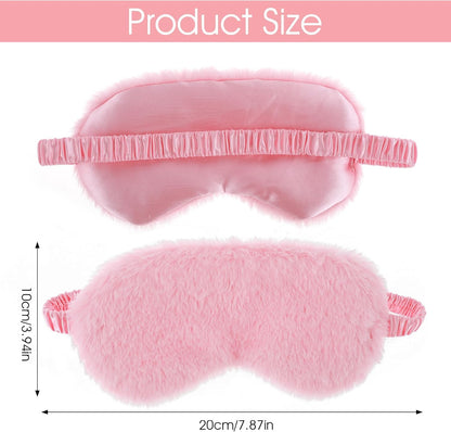 Sibba Plush Eye Mask, 2Pcs Furry Sleep Masks Silk Blindfold, Antifaz para Dormir Comfortable Fluffy Sleeping Eye Cover for Women Men Sleepover Nap Travel Party Supply, Pink White