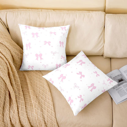 Feelyou Light Pink Bow Throw Pillow Covers 1 Pcs Cute Princess Bowknot Cushion Case Kawaii Love Heart Pattern Decor Pillowcase Indoor Outdoor Super Soft 22 x 22-Inch