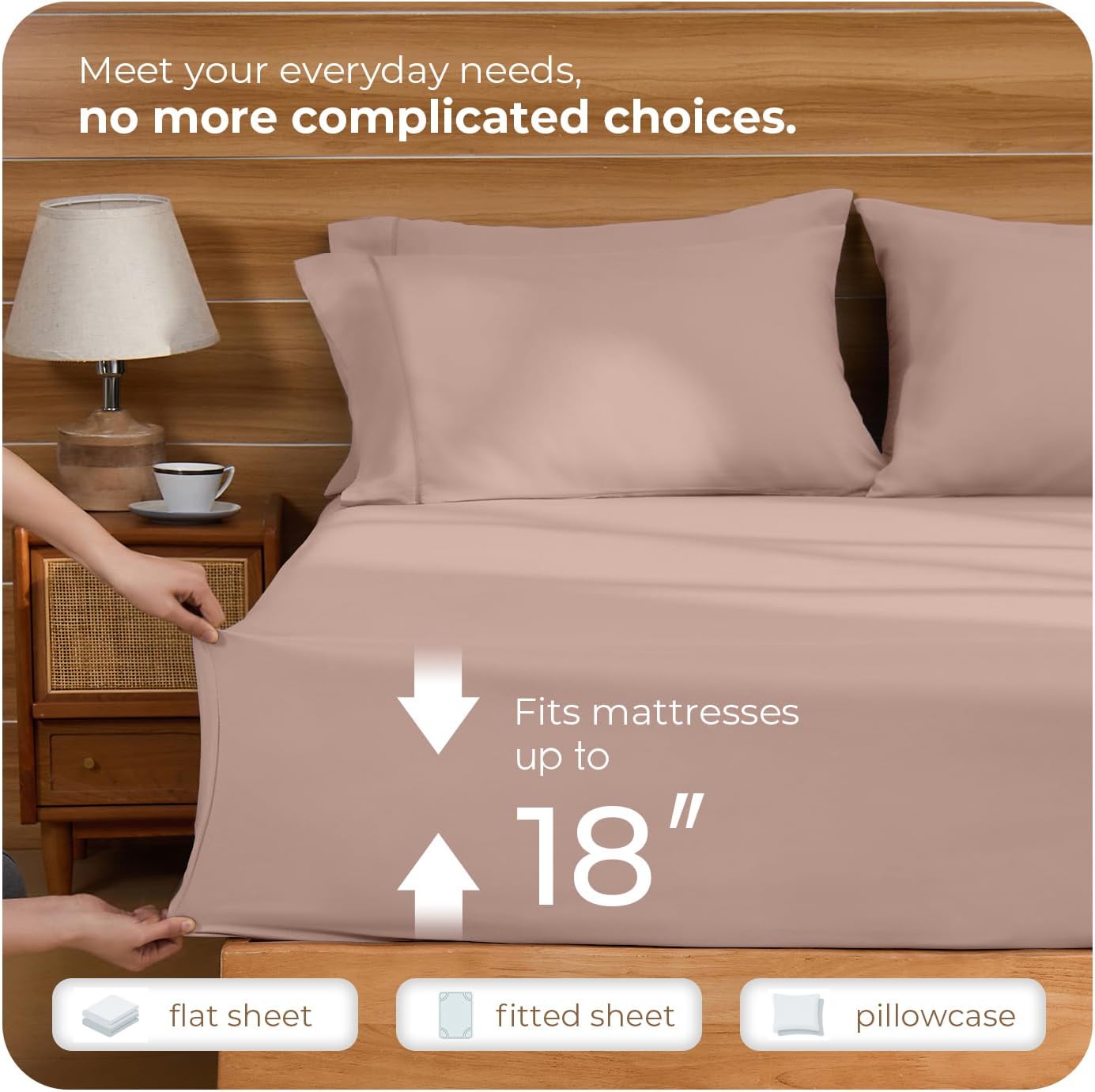 Loyalberry Full Sheet Set- 6 Piece Breathable & Cooling Sheets | Ultra-Soft Hotel Luxury Bed Sheets | 18" Deep Pocket | Wrinkle, Fade, Stain Resistant (Pearl Pink, Full)