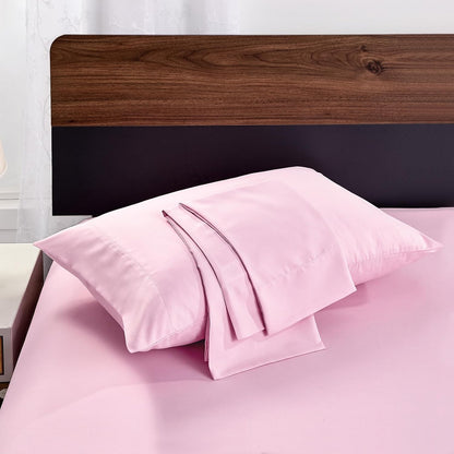 FreshCulture Dusty Pink Pillowcases Queen Size 2 Pack - Pillowcase Set - Envelope Closure - Soft Brushed Microfiber Fabric - 20x30 Inches Pillow Case Set of 2 for Home, Hotels, Schools
