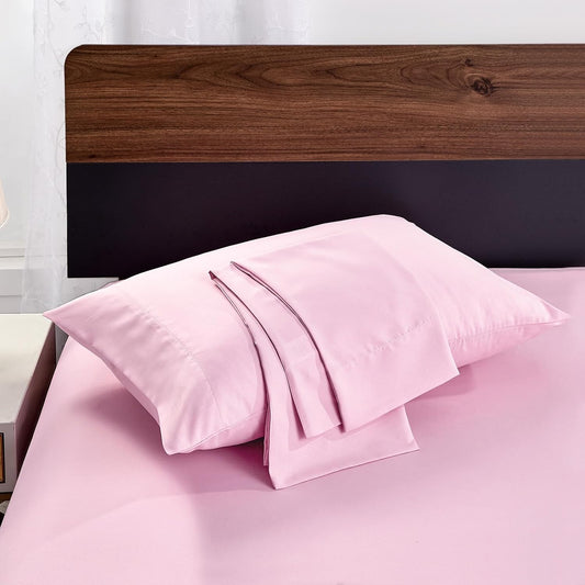 FreshCulture Dusty Pink Pillowcases Queen Size 2 Pack - Pillowcase Set - Envelope Closure - Soft Brushed Microfiber Fabric - 20x30 Inches Pillow Case Set of 2 for Home, Hotels, Schools