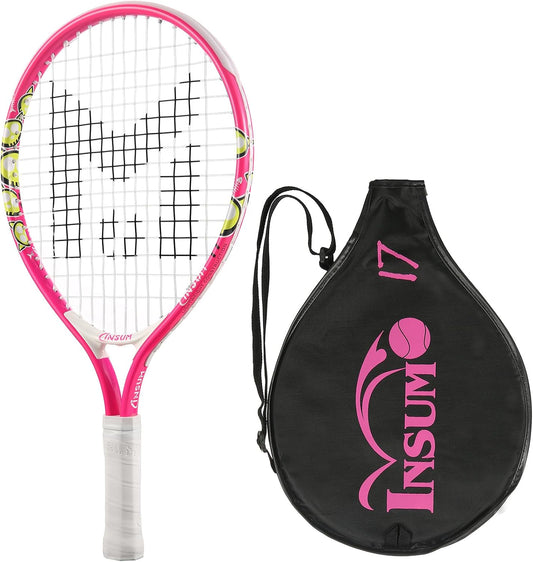 INSUM 17-25 inch Kids Tennis Racket for Aged 2~12 Starter, Multi-Color & Size Toddlers Tennis Racket for Boys & Girls Beginner, Come with Shoulder Cover Bag for Carry