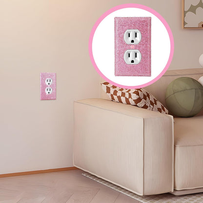 4 Pcs Wall Plate Outlet Cover. Glitter Light Switch Covers,Pink Shiny Rhinestones Preppy Room Decor for Bedroom Accessories Home Decor,Standard Size 4.50" x 2.75"