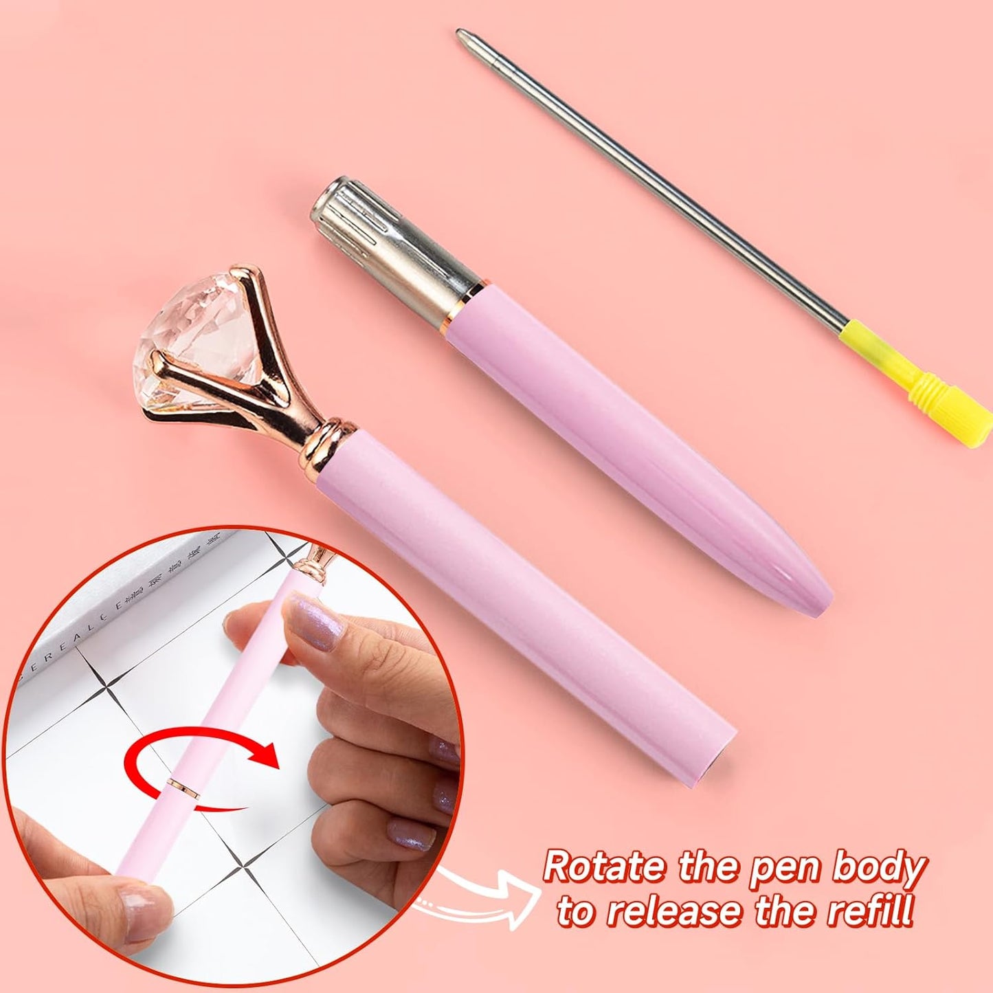 YOXMJDB Pink Pens for Women, 6 Pcs Cute Pens Ballpoint Pen Bulk, 1.0mm Medium Point Black Ink, Office and School Supplies Fancy Nice Pen Gifts for Girls Nurse Teacher (Pink)