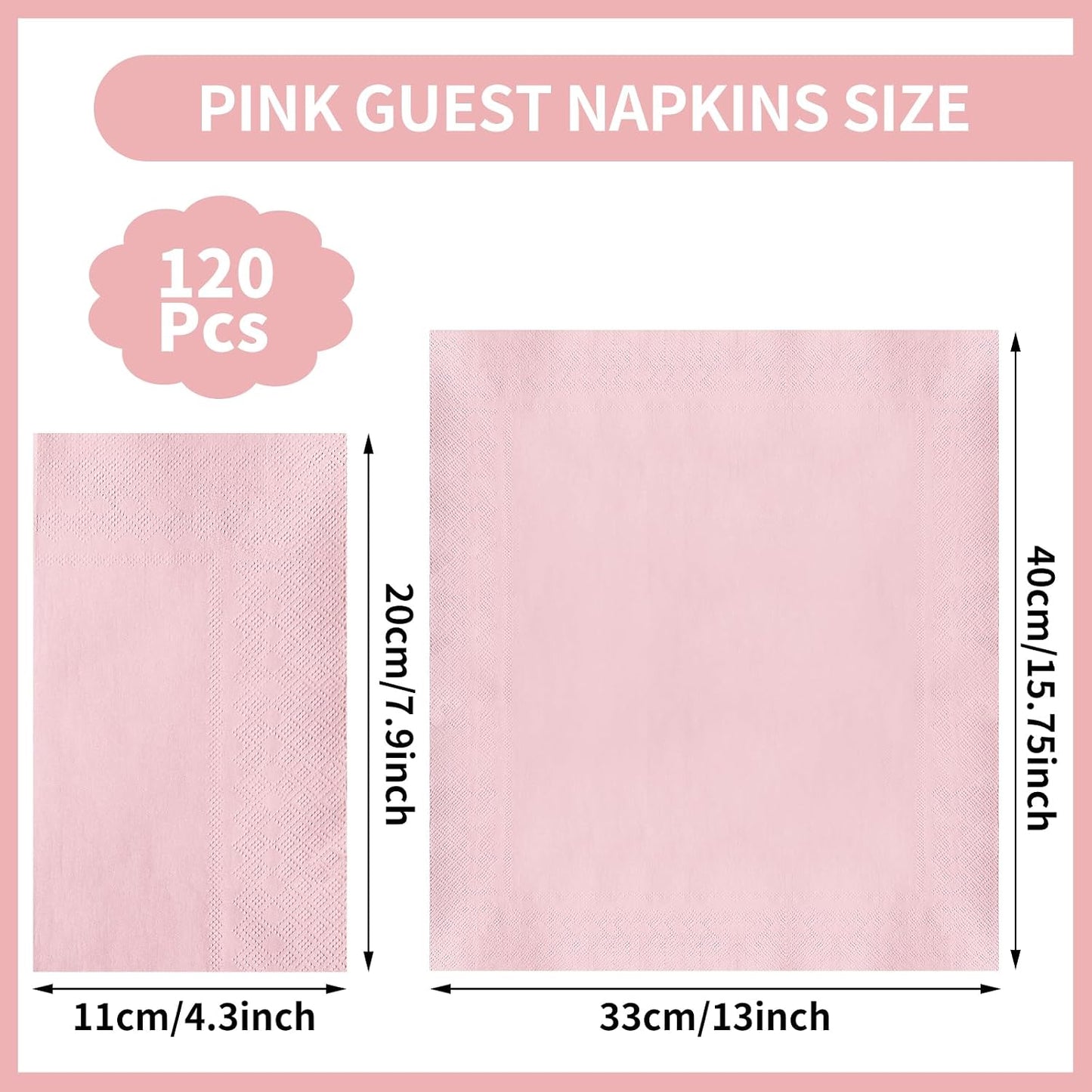 NatNarr 120 Pcs Pink Napkins, Light Pink Guest Dinner Napkin Disposable Hand Towels for Bathroom, Mothers Day, Wedding, Baby Shower, Bathroom, Kitchen