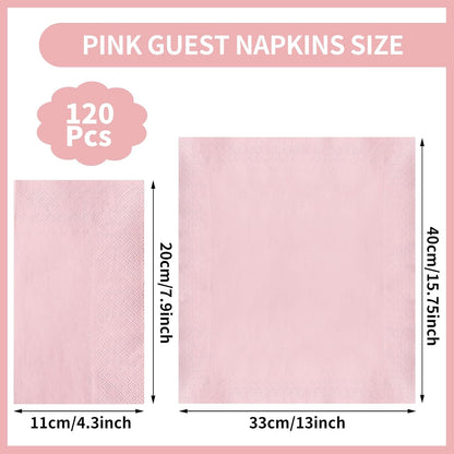 NatNarr 120 Pcs Pink Napkins, Light Pink Guest Dinner Napkin Disposable Hand Towels for Bathroom, Mothers Day, Wedding, Baby Shower, Bathroom, Kitchen