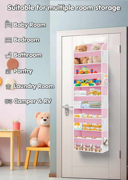 TAHAVICE 2 Pack Over The Door Storage Organizer with 5 Pockets 10 Mesh Pockets, 44 lbs Weight Capacity Door Hanging Organizers and Storage for Bedroom,Bathroom,Nursery,Kidroom,Babyroom