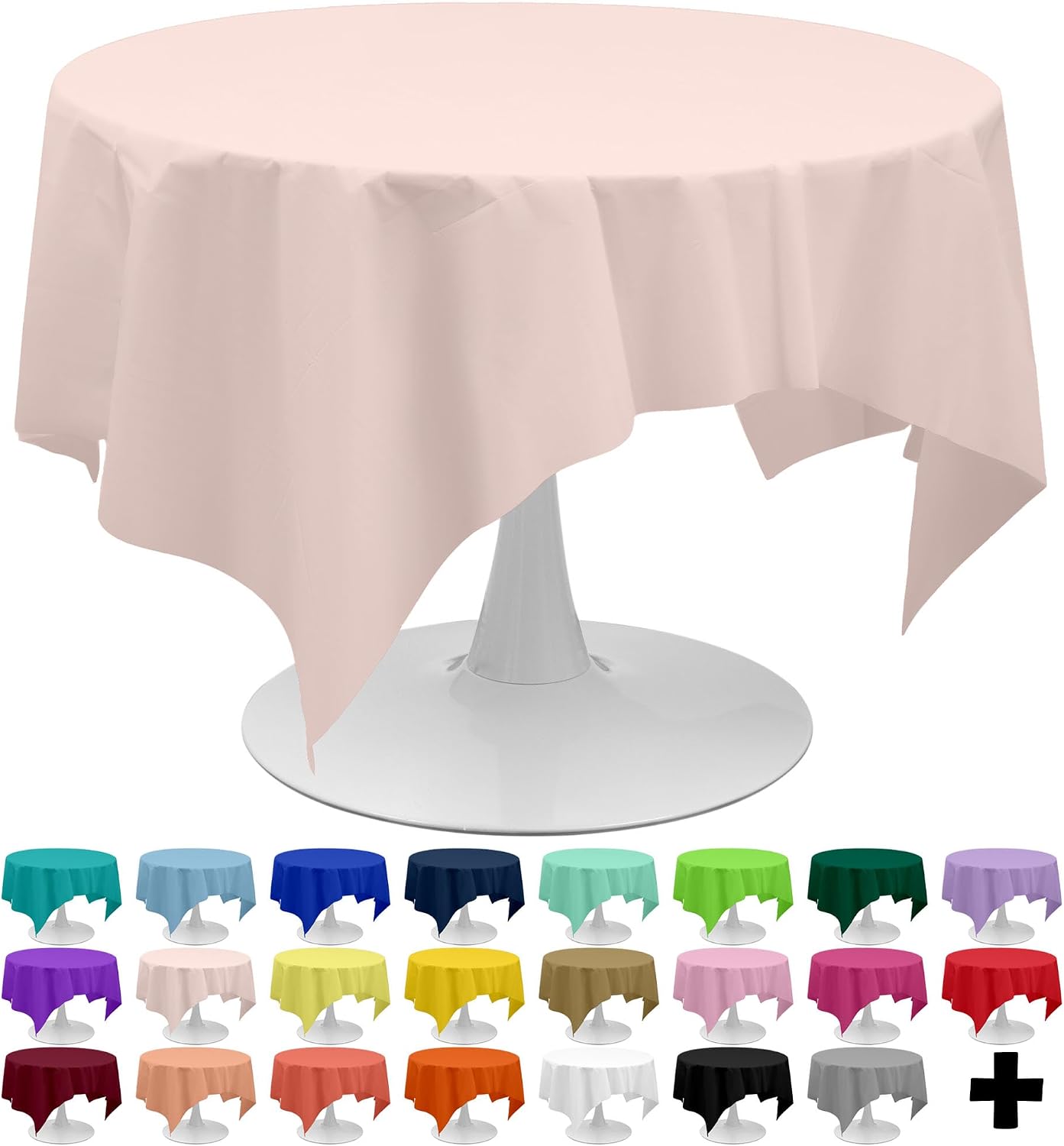 PARTY ULYJA Blush Pink Tablecloths Plastic 3 Pack Premium 84 Inches Disposable Table Covers Decorative Table Cloths for Round Dinning Kitchen Tables