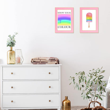 VIOLABBEY 4x6 Picture Frame Pink Set of 2, 4 x 6 Picture/Photo Frame for Wall Mounted or Tabletop Display, Real Glass, Modern Style