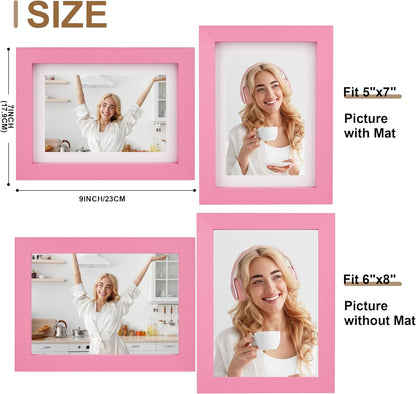 6x8 Picture Frame for Wall Hanging or Tabletop Display, Wall Mounting Horizontally or Vertically,Photo Frame with HD Plexiglass for Photos, Posters & Art Prints,Cherry Pink,Frame,2 Pack