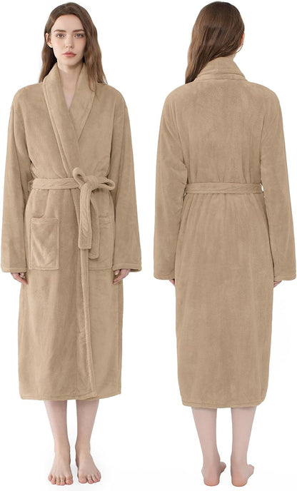 Soft Robe For Women，Warm Plush Bath Robes Female，Spa Towel After Shower Lightweight Long Bathrobe